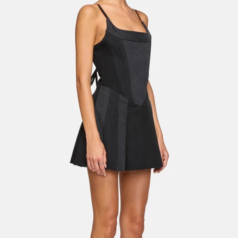 As seen on Taylor Swift EB Denim Polka Dress Black